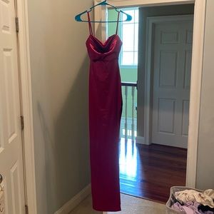 Red silk formal dress